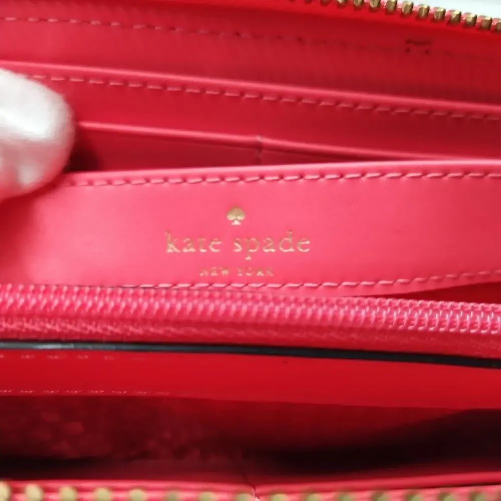 Kate Spade Pink Leather Zip Around Credit Card Wallet